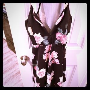 Black floral mini dress